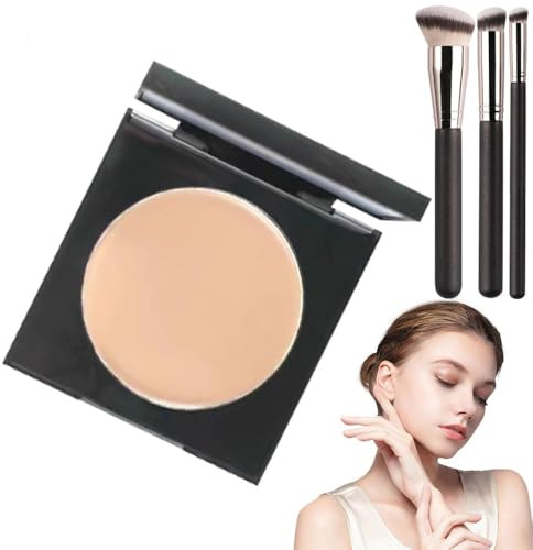 Colored CC Undereye Corrector, Eye Concealer Undereye Color Corrector for Dark Circles, Clay Neutralizing Makeup Under Eye Hydrating Concealer with Brush (Light-Medium & 3 Brushes, Small)