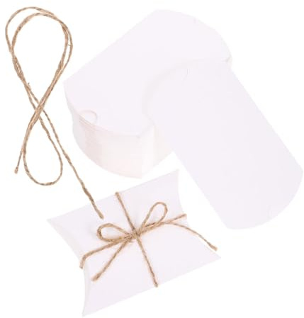 FRCOLOR 100stücke Kissenboxen aus Kraftpapier zum Basteln Befüllbare Geschenkboxen für Süßigkeiten Kekse und Kleine Schmuckstücke als Gastgeschenk für Hochzeiten Geburtstage und Feierlichk