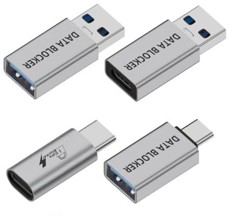 CY Adapter 4 Stück/Set USB 3.1 Datenblocker Typ-A Stecker Buchse auf USB-C Stecker Buchse Eliminierung Datenschutz vor Juice-Jacking Ablehnen Hacking Adapter Nur für Stromladung