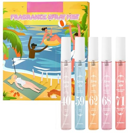 Fragrances Spray 5Pcs Perfume Fragrance Mist for Women,Travel Size Hair & Body Spray,Moisturizing Fruity Floral Perfume,Ladies Per/fume Gift Set,Mini Body, Long-Lasting B/ody Mist for Girls