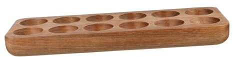 Toyvian Huevera De Madera De Acacia 12 Agujeros Resistente para Cocina y Refrigerador Bandeja Organizadora De Huevos para Encimera Multiusos