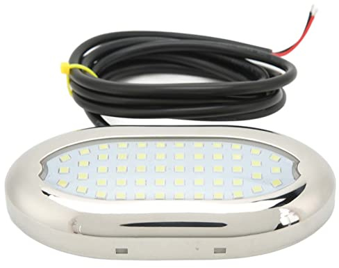 Luz subacuática para botes de 12 V, luz marina impermeable IP68 con 54 LED y anillo de acero inoxidable 316, ángulo amplio de 135° para yates, vehículos recreativos, caravanas, pis (Luz blanca)