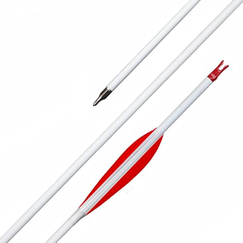 PHILOCS 12 Stück Jagdpfeile Spine 500 600 700 800 Pure-Carbon-Pfeil 4 Rot-Weiß Naturfeder für Compoundbogen Recurvebogen Zielübungen Bogenschießen