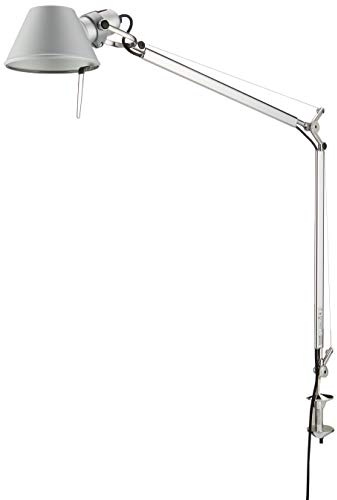 Artemide- Tolomeo Tavolo Tischlampe. Hochwertige Tischleuchte aus Aluminium mit Klemme. Made in Italy, L78 H64,5 H max 129 cm, Silber