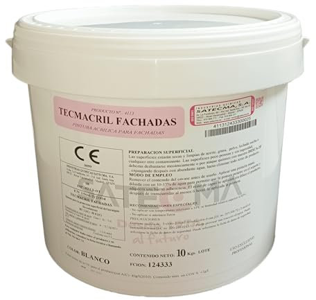 SATECMA Pintura blanca acrílica impermeabilizante para fachadas TECMACRIL FACHADAS Envase de 10 Kg