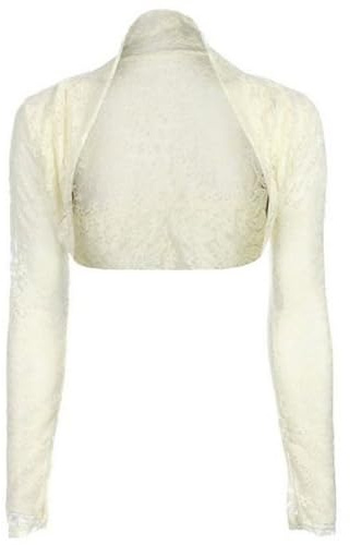 krautwear Boléro à manches longues pour femme - Boléro pour mariage - Dentelle noire blanche rouge beige bleu rose, Elfe-16, taille unique
