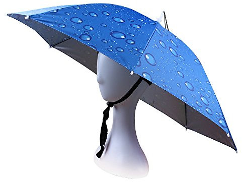 Jangannsa Angelschirm, Regenschirmhut, faltbar, verstellbare Kopfbedeckung, Sonnen-/Regenkappe, blau, Large