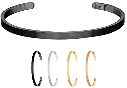 Max Palmer | dezentes Armband/stilvoller Edelstahl Armreif [02.] - schwarz