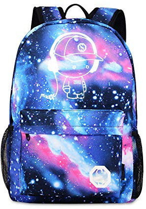 FANDARE Zaino Luminoso Borse Galaxy Scuola School Zainetti Adolescente Borse Da Scuola Tempo Libero Ragazzi Ragazze Borse Da Viaggio Zaini Donne Multicolore Daypack con USB Impermeabile Poliestere,