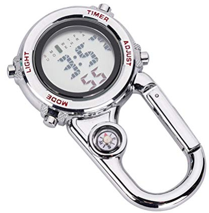 UKCOCO Karabiner-Uhr mit Kompass & Alarm – wasserdichte Digitale Taschenuhr mit Clip für Outdoor, Klettern, Wandern & Camping – für Bergsteiger, Rettungsdienst & Outdoor-Fans