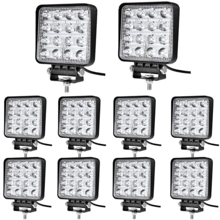 WELLIT Arbetsbelysning Led 10x48W 12v 24v Traktor Bil Led Strålkastare Kvadratisk Offroad Led Work Light för Båt Atv Suv