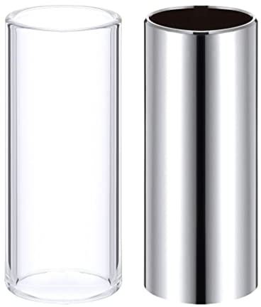KOMUNJ Slide Gitarre Set, 2 Stücke Glas Slide und Edelstahl Slide Set Instrument Zubehör für Gitarre Bass, für Anfänger und Profis