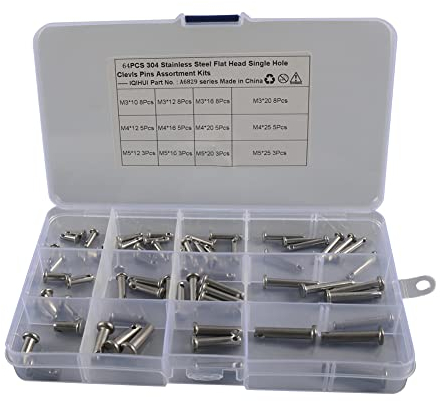 Huamengyuan 64-teiliges Steckbolzen Sortiment, 304 Edelstahl Flachkopf Einzelloch für Kfz-Mechaniker Autowerkstatt Werkstatt Elektrogeräte Autos
