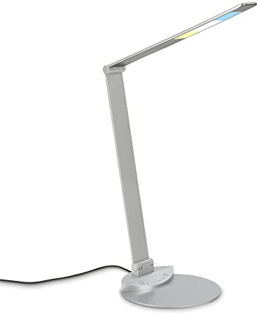 BRILONER - LED Schreibtischlampe mit Touch, dimmbar in Stufen, einstellbar von warmweiß bis kaltweiß, Tischlampe, Lampe, Nachttischlampe, Tischleuchte, Deko, Bürolampe, 83x20 cm, Silberfarbig