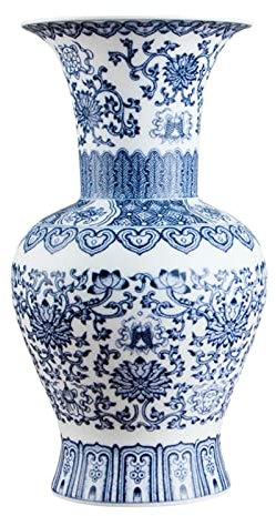 Style Chinois Ancien Jingdezhen Coquille d'oeuf Bleu et Blanc Rouge Porcelaine Kaolin Fleur Vase décor à la Maison Vases Faits à la Main (Color : Vase x 1)