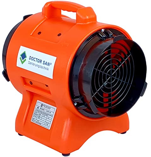 Doctor San - Sanierungstechnik Axialgebläse Bautrockner Bauventilator Axial Baugebläse Axialventilator Abluftventilator Baustellengebläse Ø20cm 1500m³/h (Rot)
