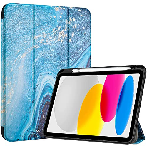 ProCase Hülle für iPad (A16) 11 Generation 2025 | iPad 10 Generation 10,9 2022 Schutzhülle mit Stifthalter Stoßfeste Smart Case Cover Auto Schlafen/Wachen -Pixel-Kunst