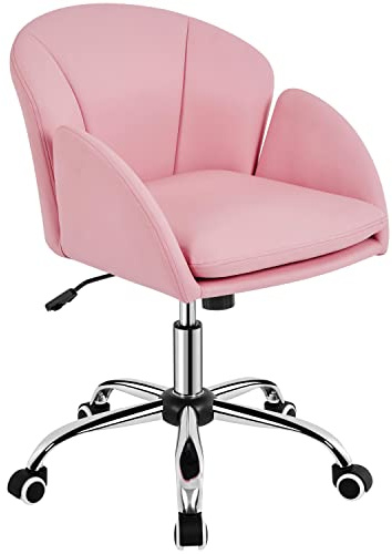 Yaheetech Sedia Ufficio Poltroncina Scrivania Cameretta in Finta Pelle Rosa Imbottita Reclinabile a Donodolo Altezza Regolabile con Ruote Girevole Portata 136 kg Struttura in Metallo Galvanizzato