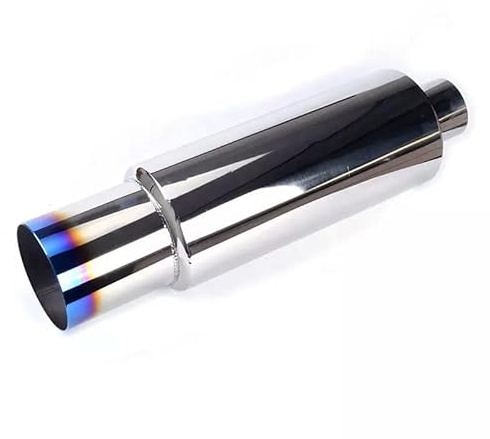 Mota Silencieux Arrière Sport Voiture Chromé Tuning entrée 51mm 2.0 pouces sortie 76mm 3.0 Echappement Accessoire Equipement Inox Couleur Bleu Embout Bleui