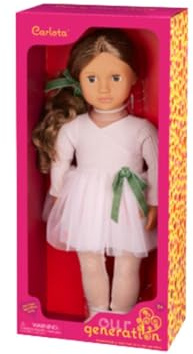 Our Generation – 46 cm Ballerina-Puppe – Gewelltes brünettes Haar & braune Augen – Ballettkleid – Rollenspiel – Spielzeug für Kinder ab 3 Jahren – Carlota