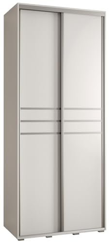 MEBLE KRYSPOL Davos 10 120 Schrank mit Zwei Schiebetüren für Schlafzimmer - Moderner Aufbewahrungsschrank mit Kleiderstange und Regalen - 235,2x120x45 cm - Weiß Weiß Silber