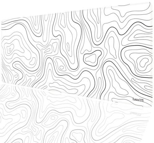 LznYi Topographic Map Mouse Pad 600x300mm, Long Computer Keyboard Mouse Mat Mousepad with Non-Slip Base and Stitched Edge for Gaming Office Work (60x30 Topo White03)