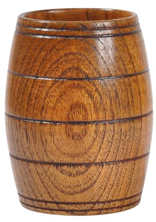 MAGICLULU Tasse Bois Forme De Tonneau Tasse Multifonctionnelle Pour Bière Thé Et Eau Gobelet Naturel Fait Main Pour Boissons Chaudes Et Froides