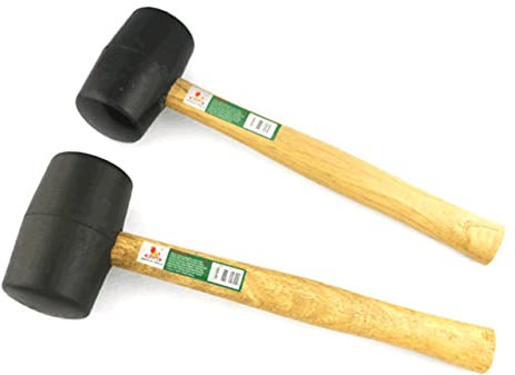 UPKOCH 500g Woodworking Hammer Black Hardwood Shaft Elastic Rubber Mallet for Tiles and Glass