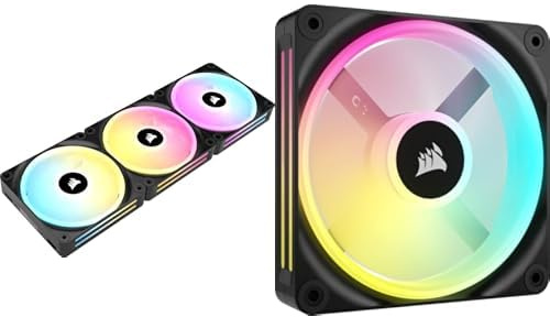 Bundle of CORSAIR iCUE LINK QX120 RGB 120mm Triple Ventilateurs Kit de avec Le Hub du Système iCUE LINK - Noir + CORSAIR iCUE Link QX120 RGB 120mm Ventilateur - Noir