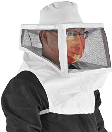 WOOXGEHM Bienenschleier mit Hut, Schrumpfdesign, Atmungsaktives Netzgewebe, Weiß Getrimmter Imker Cowboyhut, Imkerschleier/Hut Kombination Zum Schutz Bei Der Bienenstockpflege