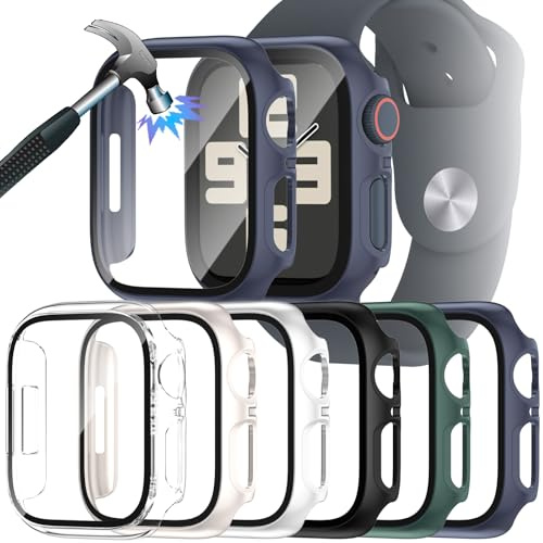 JDBLHM 6 Packs Case for 42mm Apple Watch Series 11(2025)/Series 10 with Tempered Glass Screen Protector,Protective Bumper and Slim Face Cover for iwatch Serie11/Serie10 42 mm Accessories