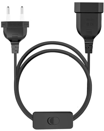 VIEVRE Verlängerungskabel Eurostecker mit Schalter,2,5A 250V Kabel mit Schalter und Stecker 0,75mm²,Lampenkabel,Euro Netzkabel Stromkabel,Kabel mit Stecker(Schwarz, 1,5m)