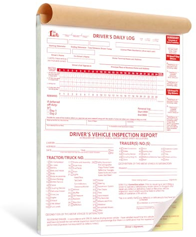 8.5x11inch 2-in-1 Driver Log Books for Truckers Dot Log Book Driver Vehicle Inspection Report Log Books with Detail Backup Truck Inspection Forms 2-Ply Carbonless for Drivers （Large Size) (1)