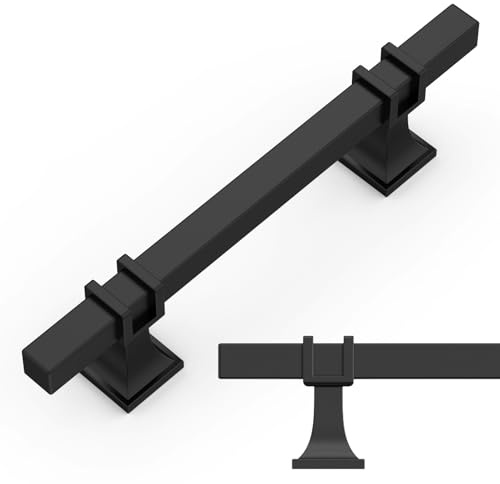 Amerdeco 10 Pieza Tiradores Cocina 96mm Tiradores Armarios Negro Tirador Puerta Tiradores Cajones de Muebles UK0003