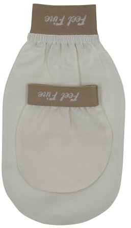 Feel Fine Set de Guantes Exfoliantes - Guante Hammam de Seda 100% de Origen Vegetal para Hombres y Mujeres | Exfoliante Turco Hecho a Mano para Ducha, Baño y Sauna (Blanco & dorado)