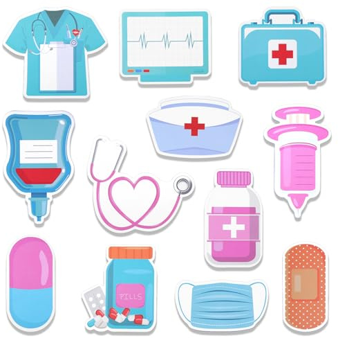 Qianyu 12 Stück Krankenschwester Haftnotizen Set Niedliche Medizinische Thema Selbstklebende Notizblöcke Haftnotizen Selbstklebende Sticky Notes Farbig Notizblöck für Aufzeichnungen Checklisten
