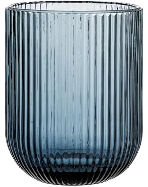 Baroni Home Set de 6 Verres en Verre Colorés et Décorés avec Rayures en Relief de 30 CL, Verres Élégants Lavables au Lave-vaisselle, 8x8x10 cm, Bleu
