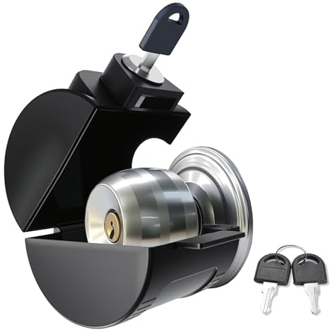 PILISPARK Door Knob Lock-Out Device – Prevents Turning of Door Knob and Access to Keyhole, Can be Used for Home Rentals, Evictions, Job Sites & More – Keyed Alike (Black)