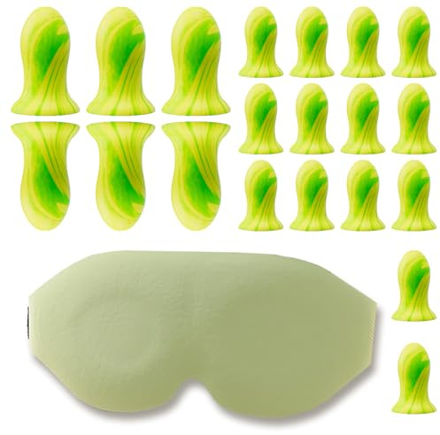 YYMT 10 Pairs Soft Foam Ear Plugs, Soft Noise Cancelling Ear Plugs for Side Sleepers, Anxiety Relief & Noise, Reusable Comfortable Hearing Protection Foam Earplugs for Sleepping, with 1 Sleep Mask