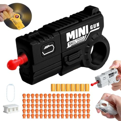 GLHYUOP Anti Stress Toy, 80 Bullet & 8 Bullet HüLsen Mini Gun Soft Ball Spielzeug Mehrere MöGlichkeiten Zum Spielen Startbares EDC-Spielzeug, Leicht Zu Transportieren