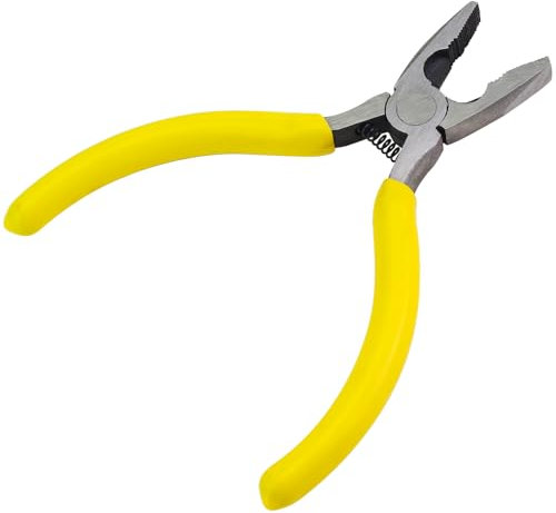 Powlankou 1 Pieces 4.5 Inches Needle Nose Pincers, Small Needle Nose Pliers, Hand Pincers, Mini Needle Nose Pincers for Jewelry Making and Wire Bending (Yellow)