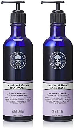 Neal's Yard Remedies Geranium & Orange Hand Wash - Pump | Organic Hand Wash with Geranium and Orange Essential Oils | Vegan Hand Wash Made with Organic Ingredients | 200ml (Pack of 2)