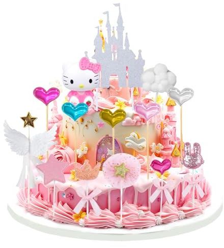 Kity Cake Toppers, Kity Cupcake Toppers, 14Pcs Cartoon Cake Topper, Birthday Decorations, Driflo Birthday Party Supplies, Party Supplies Cupcake Topper