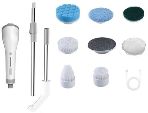 Estropajos eléctricos multifuncionales para baño, cepillo de limpieza largo para suelos y paredes