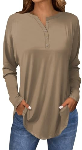 Ladies Tunic Tops Long Sleeve for Women UK T Shirts Size 2 Yellow Shirt Girls Halloween Costume Women's Sleeved Round Neck Striped T-Shirt Beige 2XL