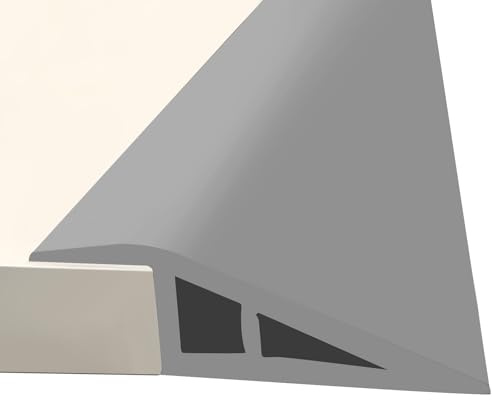 CUTIS PVC Türschwellen Leiste, 1M×5cm Übergangsprofil, Übergangsleiste boden, Übergangsprofil Höhenausgleich, für Parkettböden Laminate Schwellen Geeignet für die Höhe 10mm bis 13mm (Grau)