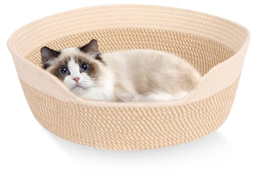 GOMETY Panier pour Chat Rond 50 cm Lavable, Lit pour Chat en Corde de Coton Tressée, PanierChat Respirant et Doux, Couchage pourChat ou Petit Chien