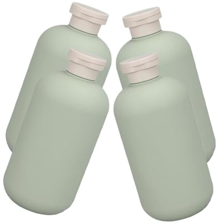 ERINGOGO Set 4 Pezzi Dispenser per Shampoo e Lozione da Viaggio 500ml Bottiglie in Plastica Riciclabili Compatte per Sapone Liquido e Bagno Verde Raffinato e Funzionale