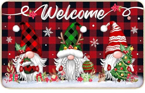 SORAYUXI Fußmatte Weihnachten 40 x 60 cm Weihnachtsteppich Weihnachtswichtel Fußmatte, Schmutzfangmatte Waschbar rutschfest Weihnachts Fußmattes Weihnachtsdeko Teppich rutschfest für Innen und Außen