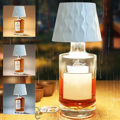 Wireless Bottle Lamp,3 Color Stepless Dimming Wine Bottle Top Lights with Touch Adjustment,DIY Fit for Wine/Beer Bottles,Ideal for Home Bar Restaurant Party Decor,Bonus Keychain Bottle Opener (001-W)